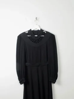 Vintage Black 1940s Dress S