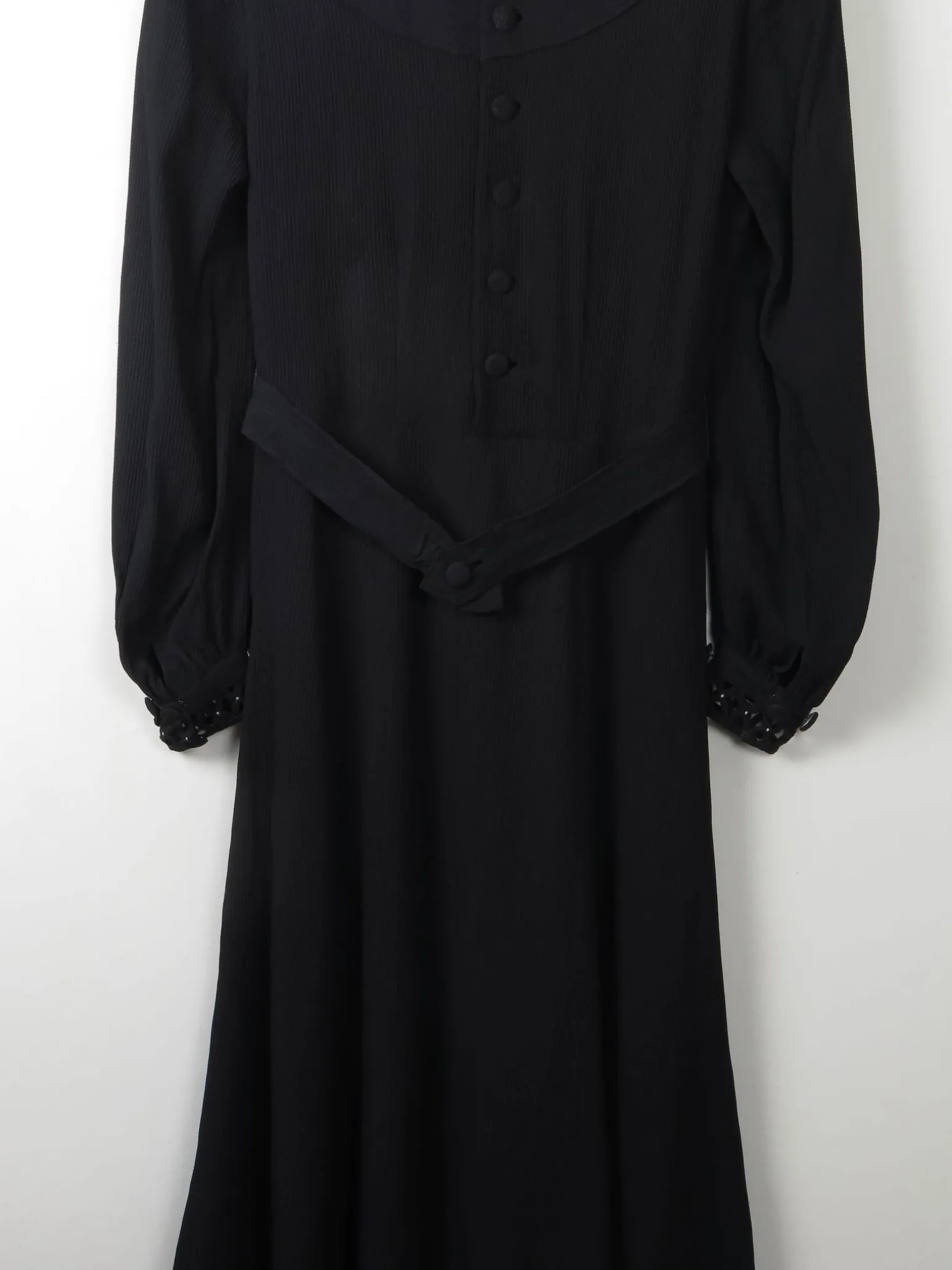 Vintage Black 1940s Dress S