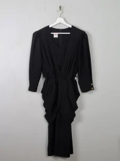 Vintage Black 80s Dress With Peplum M/L