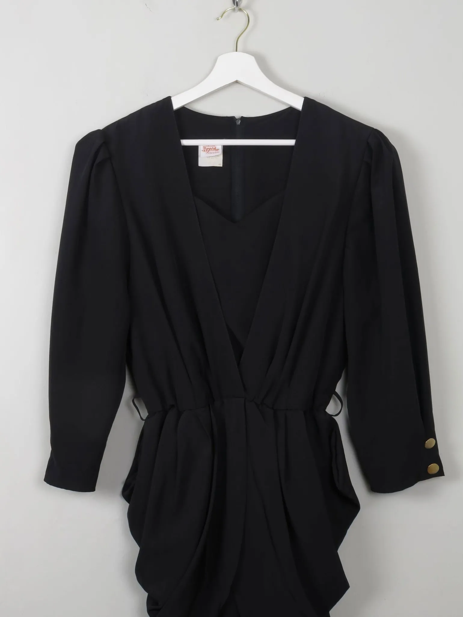 Vintage Black 80s Dress With Peplum M/L