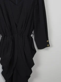 Vintage Black 80s Dress With Peplum M/L