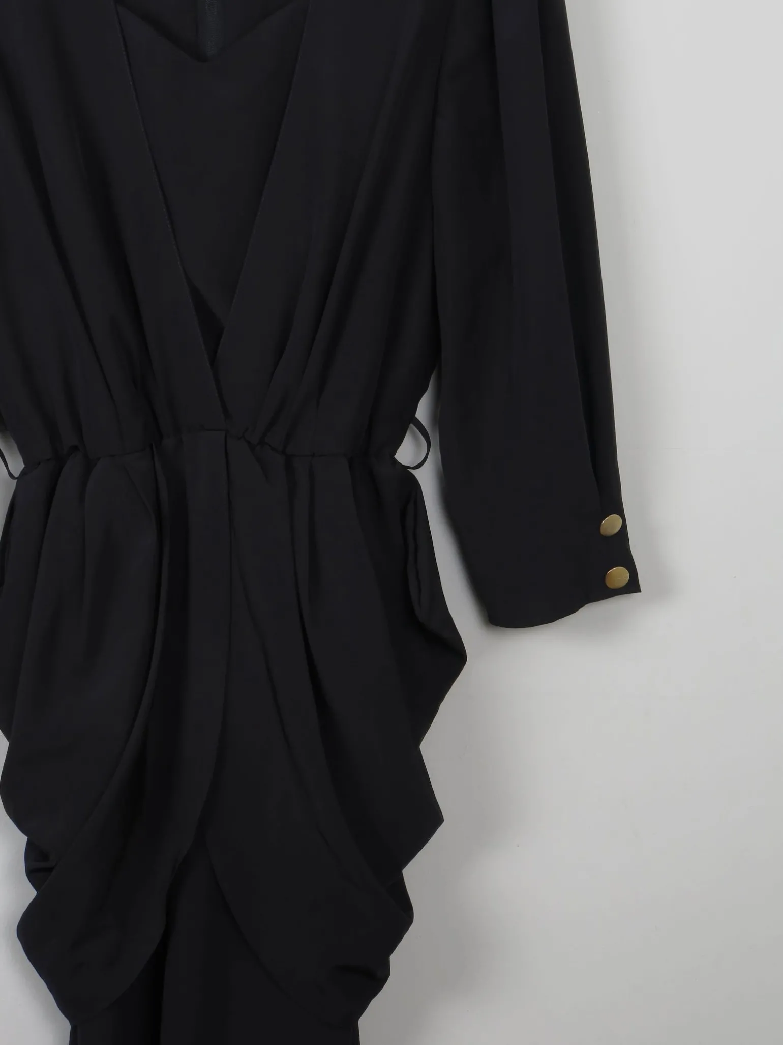 Vintage Black 80s Dress With Peplum M/L