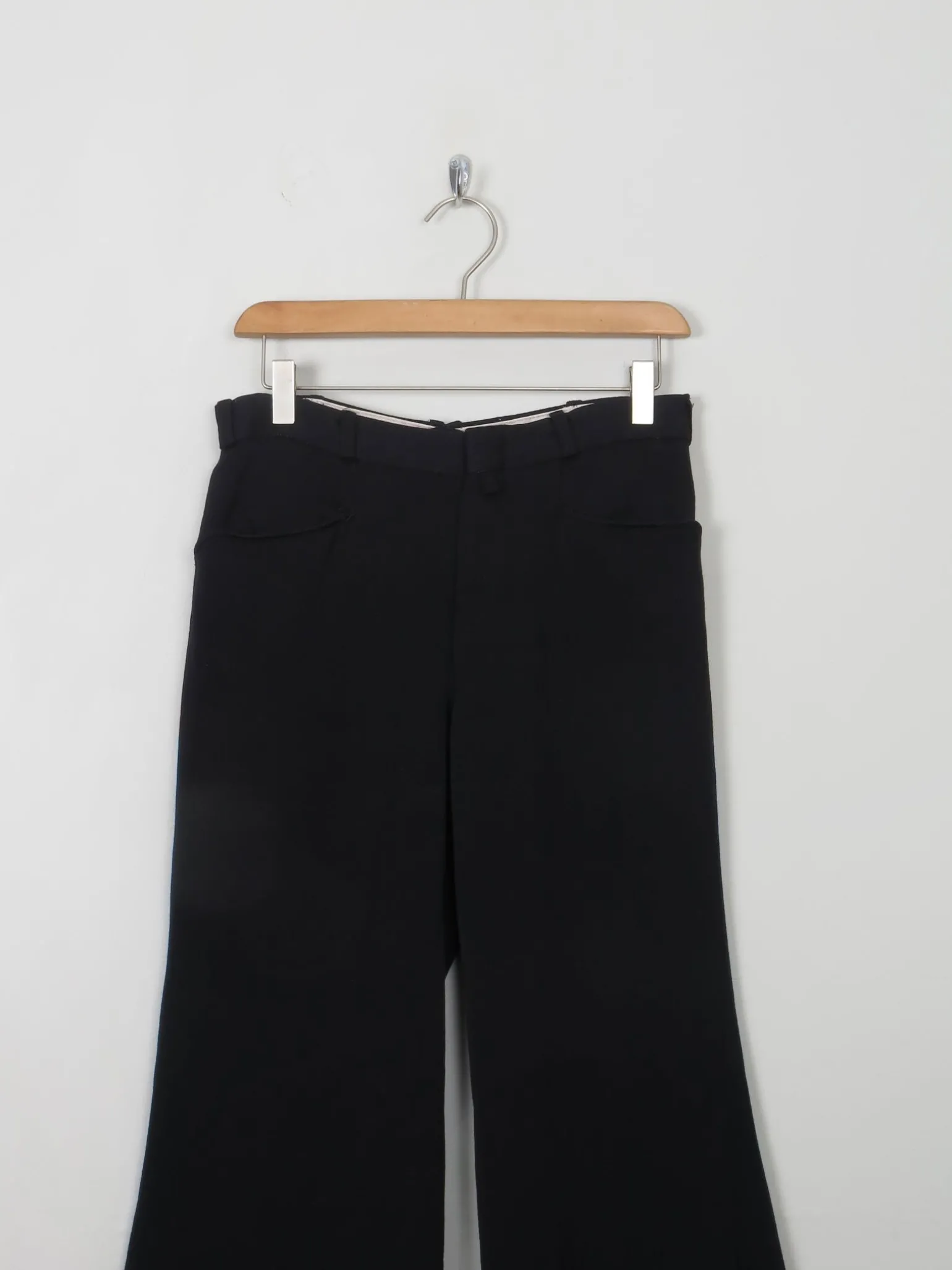 Vintage Black 1970s Flared Trousers 27"W XS