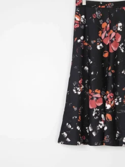 Vintage Black 1970s Floral Skirt S