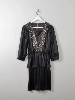 Vintage Black 1980s Star Dress S