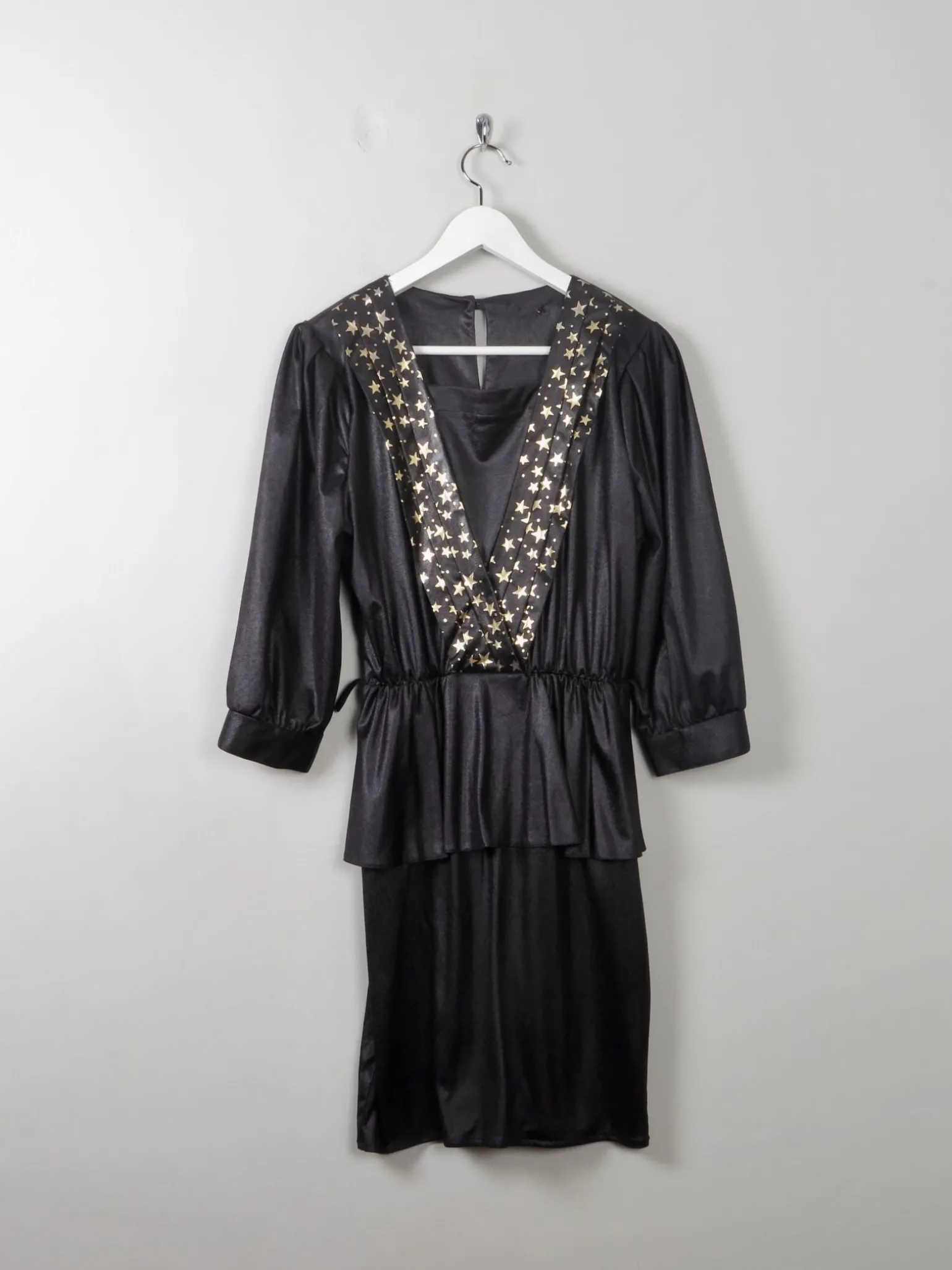 Vintage Black 1980s Star Dress S