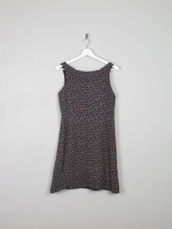Vintage Black Short Sleeveless  Printed Dress S