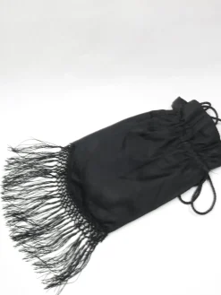 Vintage Black Silk Beggars Pouch Bag
