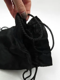Vintage Black Silk Beggars Pouch Bag