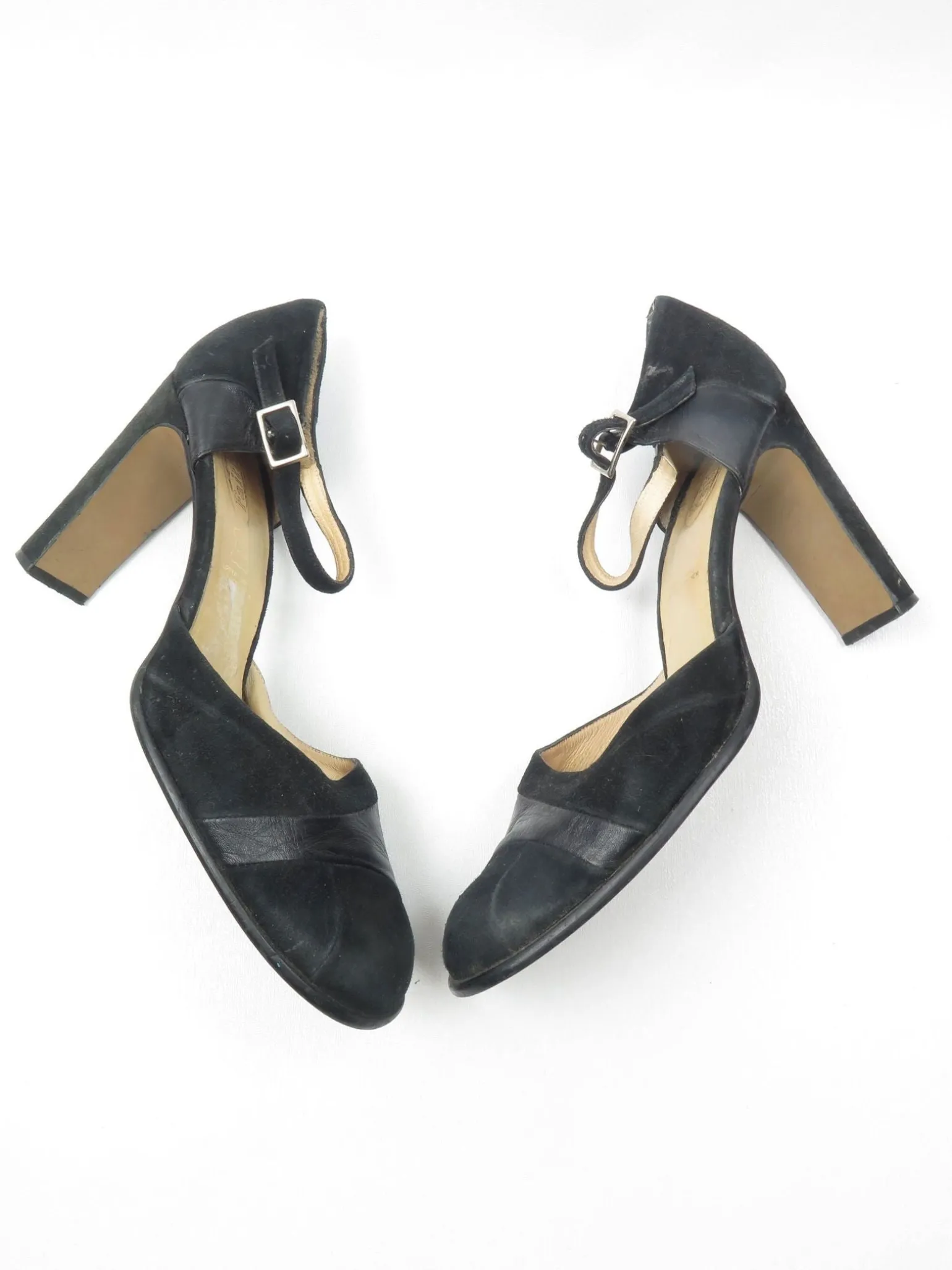 Vintage Black Suede & Leather Shoes 41/8