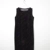 Vintage Black Velvet & Lurex Midi Dress L/XL