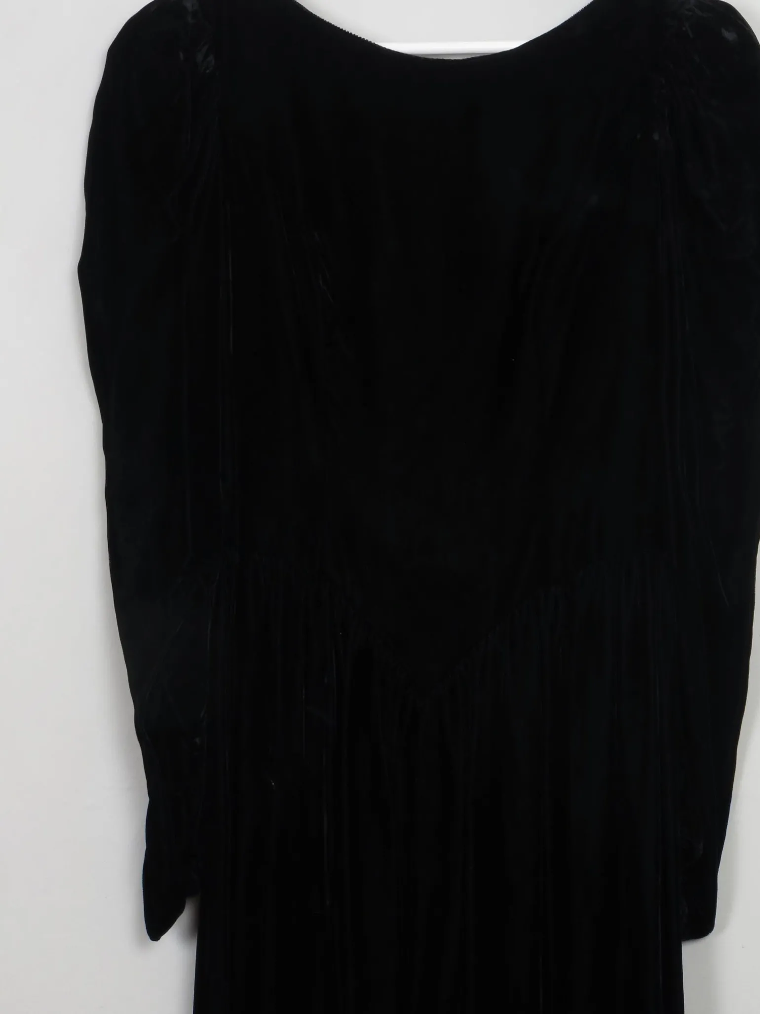 Vintage Black Velvet Dress With Long Sleeves XS
