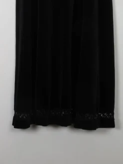 Vintage Black Velvet Midi Skirt 30W