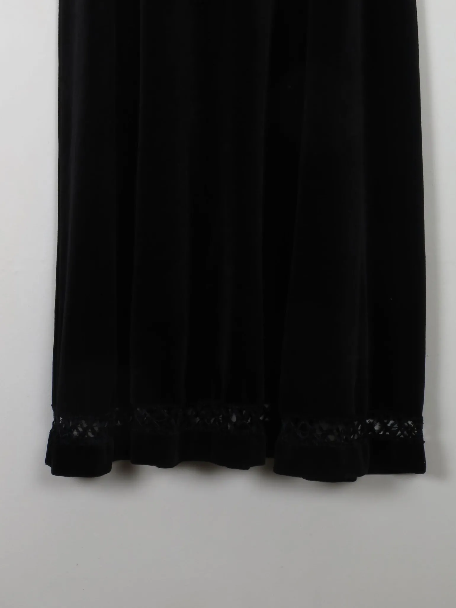 Vintage Black Velvet Midi Skirt 30W