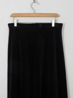 Vintage Black Velvet Midi Skirt 30W