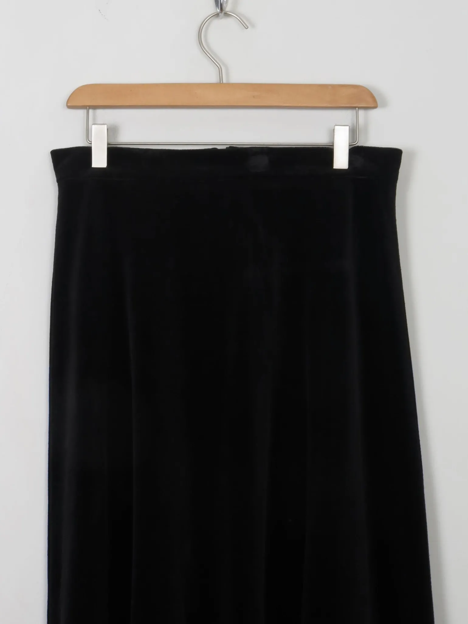 Vintage Black Velvet Midi Skirt 30W