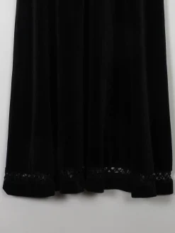 Vintage Black Velvet Midi Skirt 30W