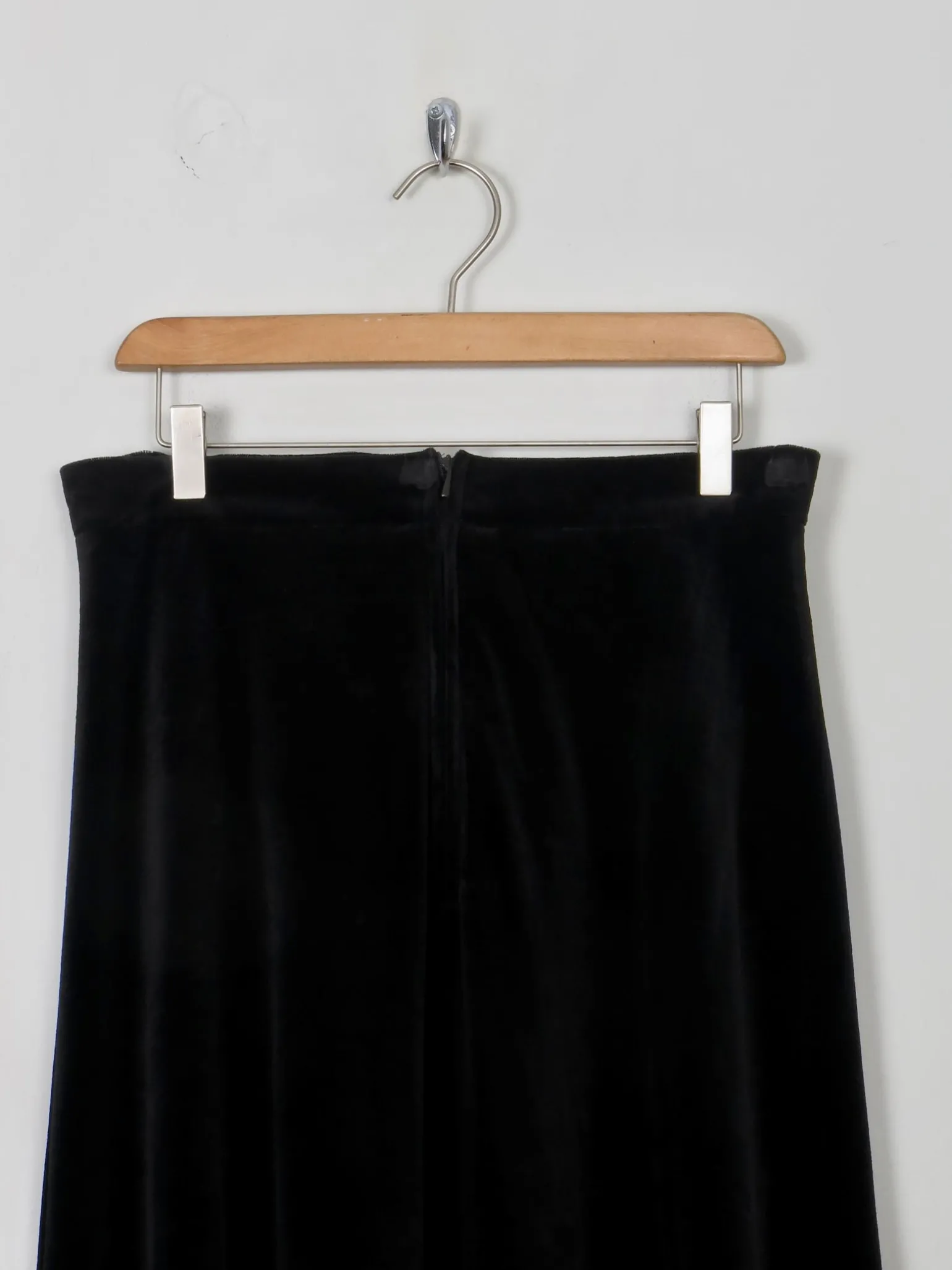Vintage Black Velvet Midi Skirt 30W