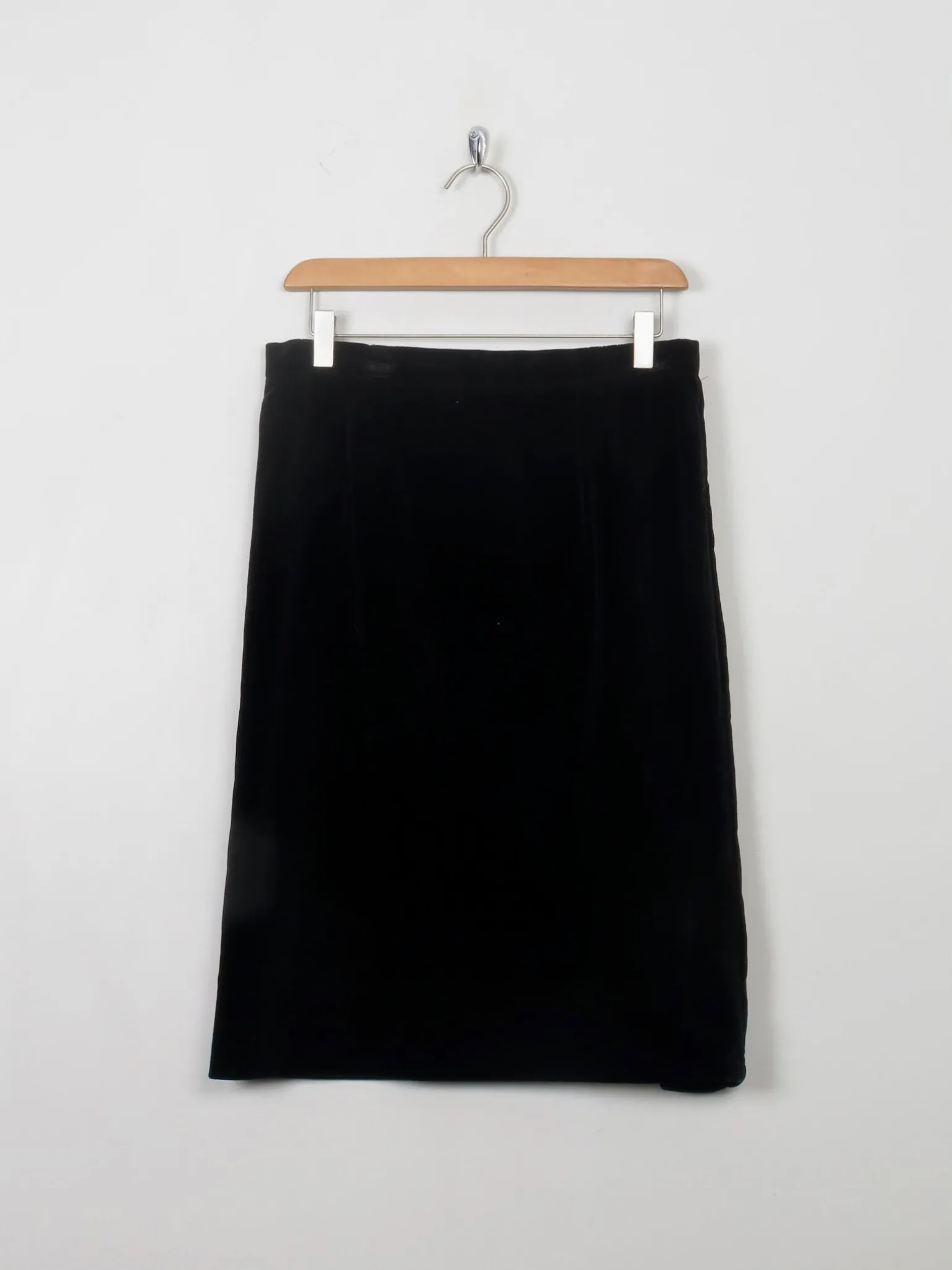Vintage Black Velvet Pencil Skirt S
