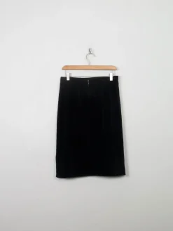 Vintage Black Velvet Pencil Skirt S