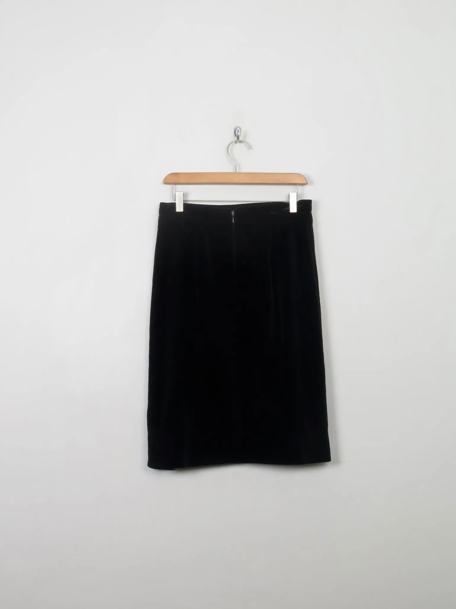Vintage Black Velvet Pencil Skirt S