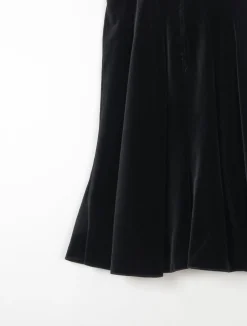 Vintage Black Velvet 1970s Skirt Bias Cut S