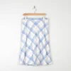 Vintage Blue & White Check Knee Length Skirt 31W