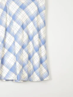 Vintage Blue & White Check Knee Length Skirt 31W