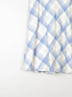 Vintage Blue & White Check Knee Length Skirt 31W