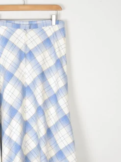 Vintage Blue & White Check Knee Length Skirt 31W