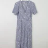 Vintage Blue Check & Floral Dress Midi 10/12