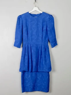 Vintage Blue Dress With Peplum S