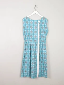 Vintage Blue Floral 1950s Dress 10/12 Approx