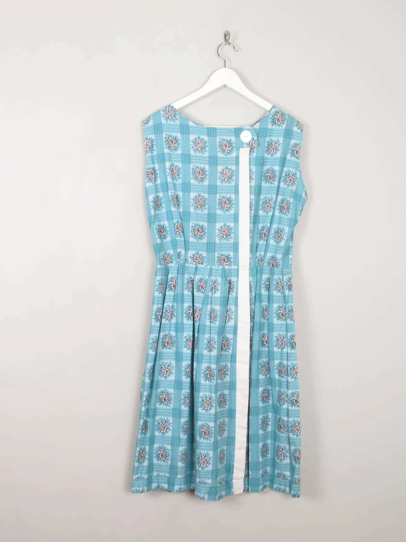Vintage Blue Floral 1950s Dress 10/12 Approx