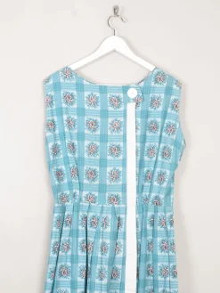 Vintage Blue Floral 1950s Dress 10/12 Approx