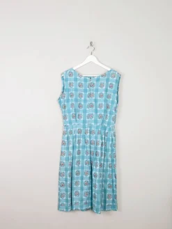 Vintage Blue Floral 1950s Dress 10/12 Approx
