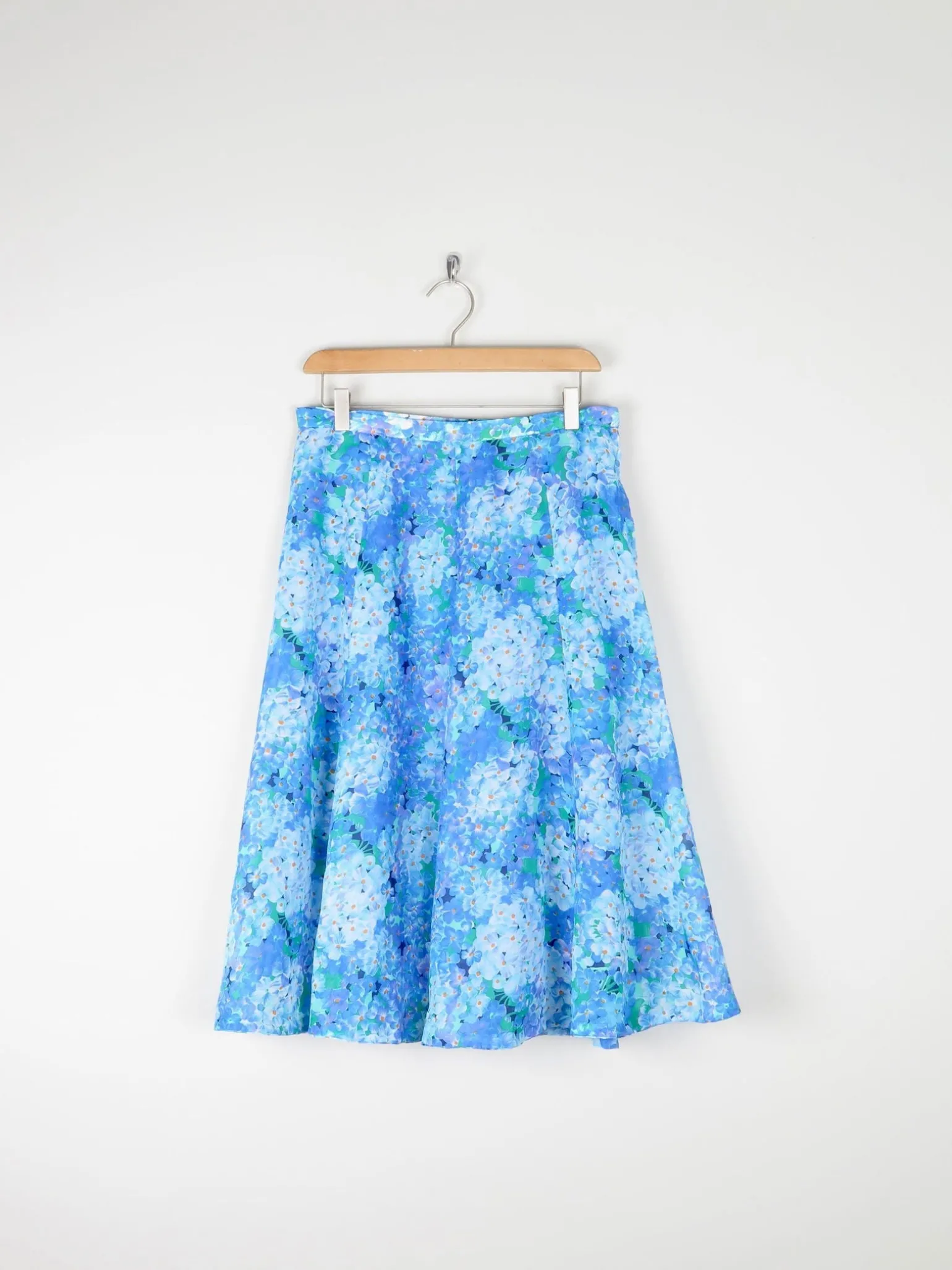 Vintage Blue Floral 1970s Floaty Summer Skirt 10/12