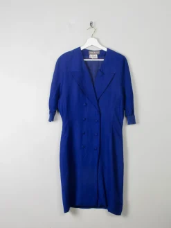 Vintage Blue Linen Crisca Dress S