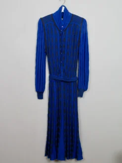 Vintage Blue Long Knitted Dress M