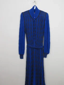 Vintage Blue Long Knitted Dress M