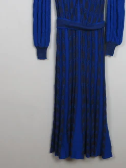 Vintage Blue Long Knitted Dress M