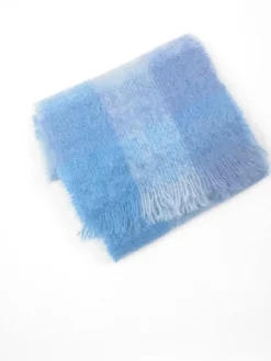 Vintage Blue Mohair Wool Foxford Scarf