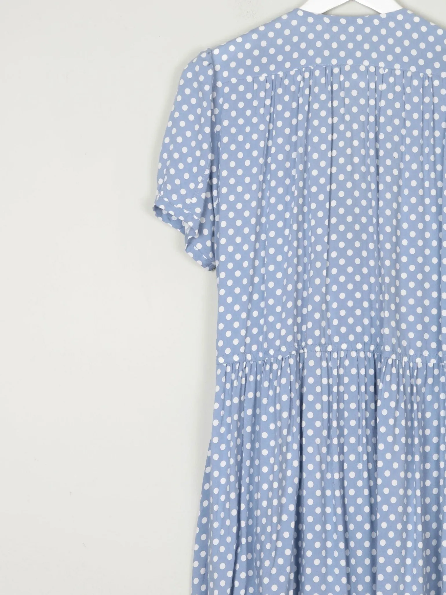 Vintage Blue Polka Dot Wrap Over Midi Dress M/L 12/14