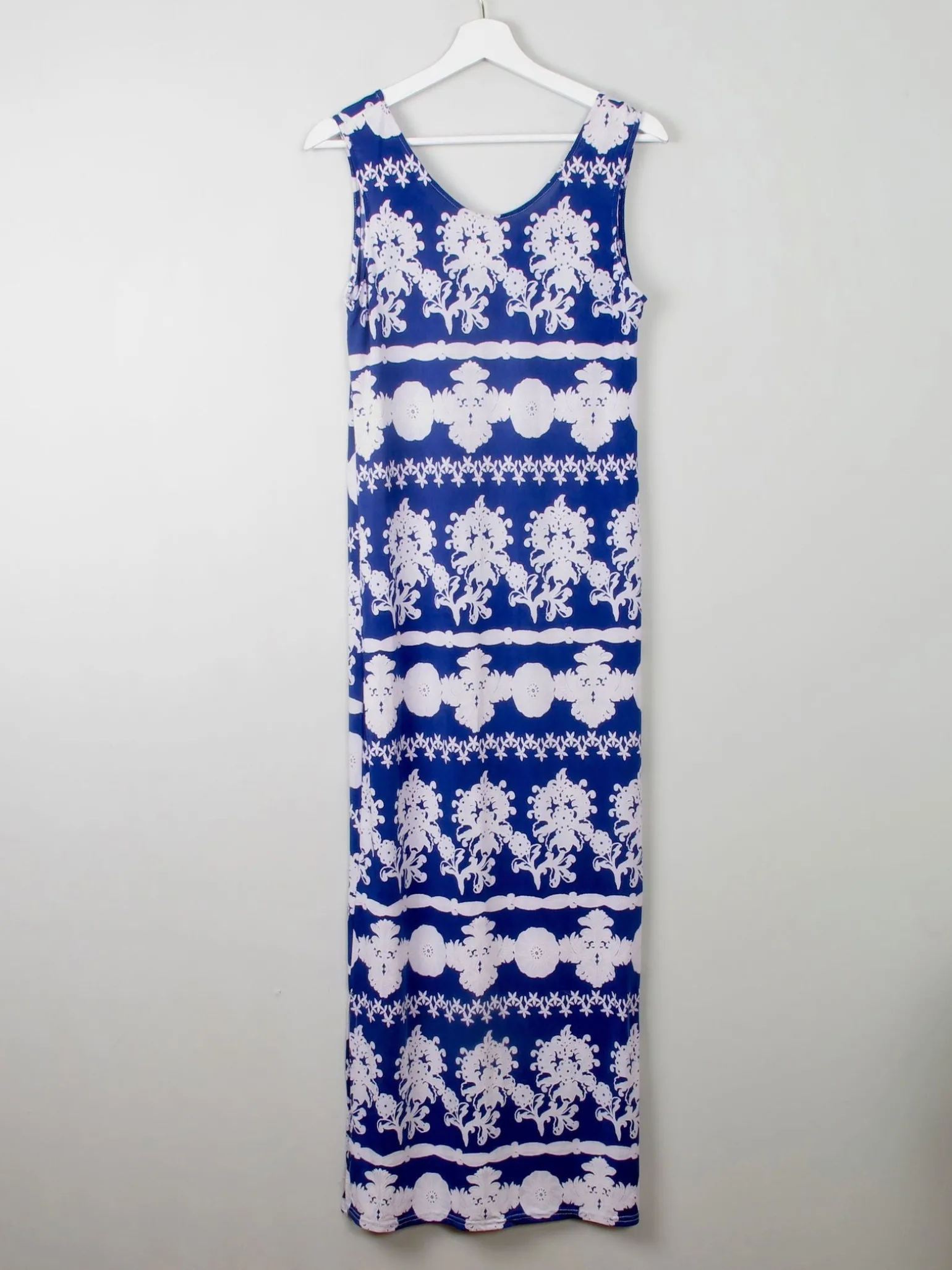 Vintage Blue Printed Maxi Dress S/M