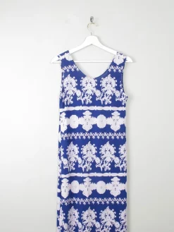 Vintage Blue Printed Maxi Dress S/M
