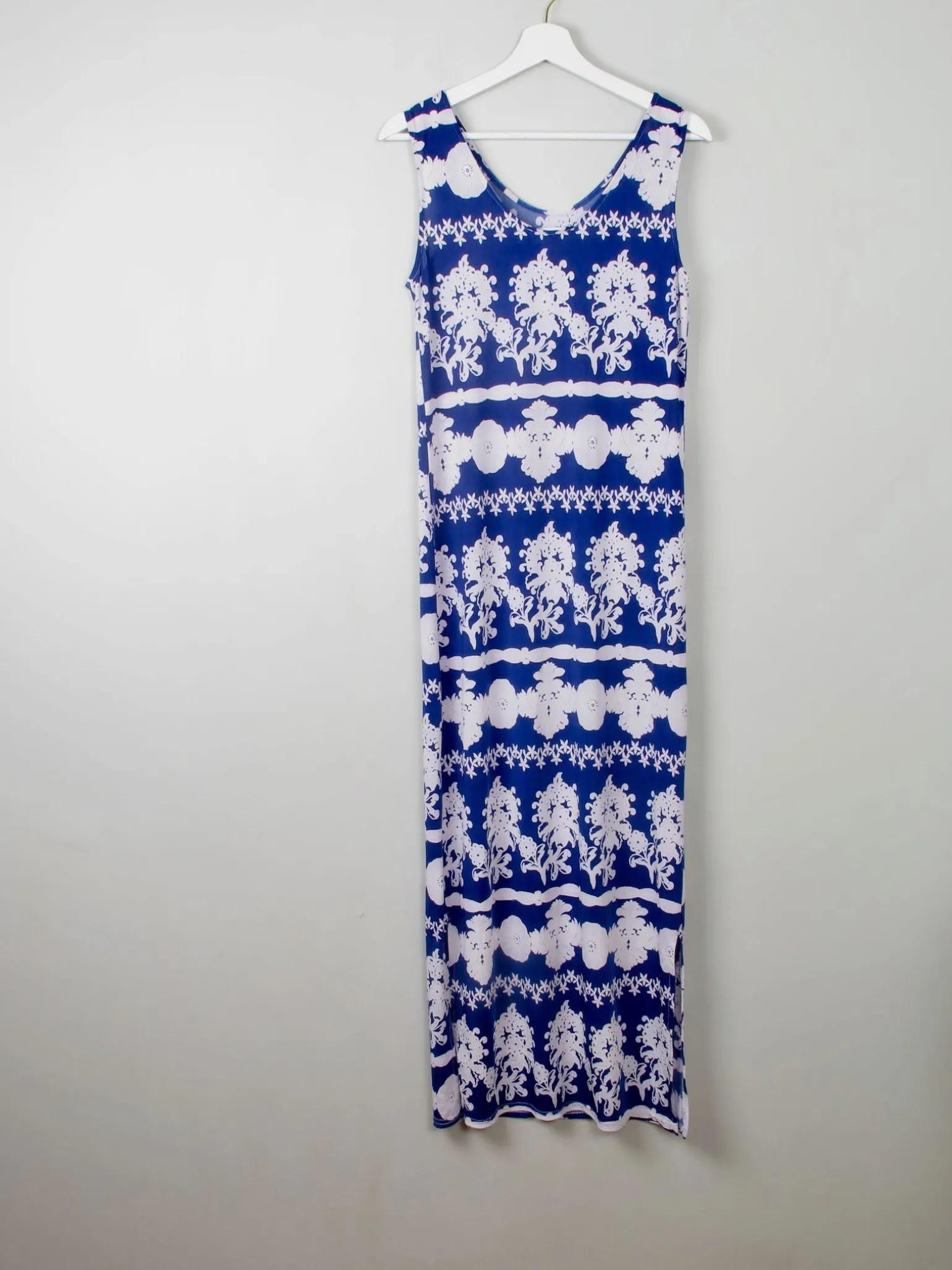 Vintage Blue Printed Maxi Dress S/M
