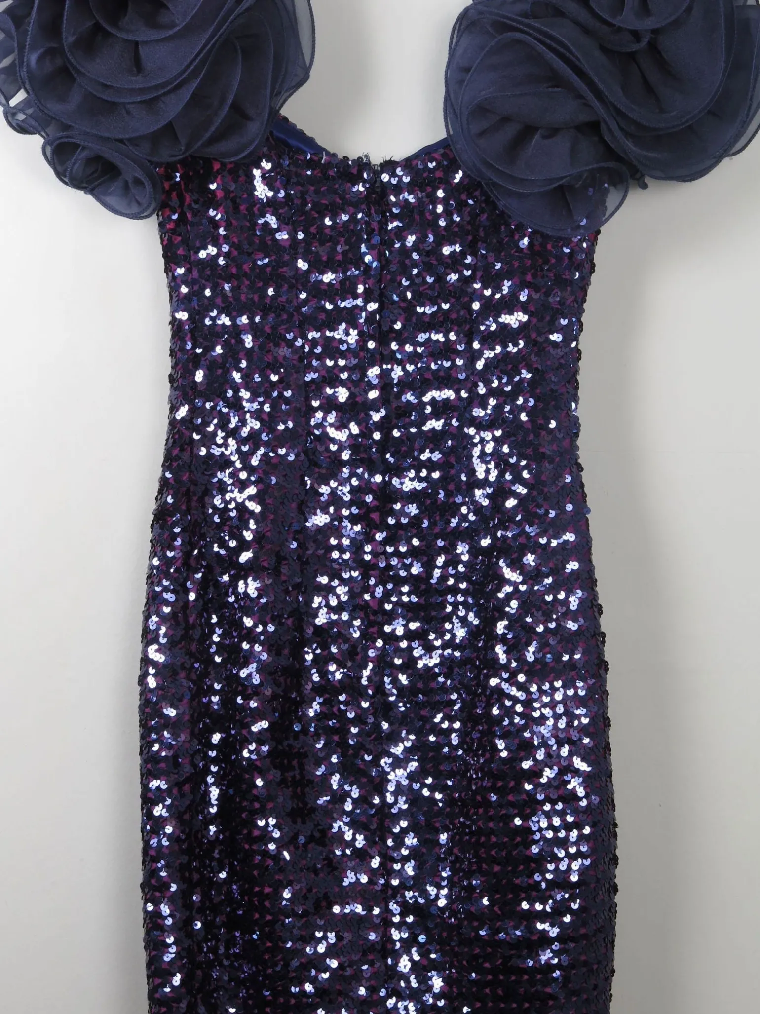 Vintage Blue Sequin 1980s Dress XS