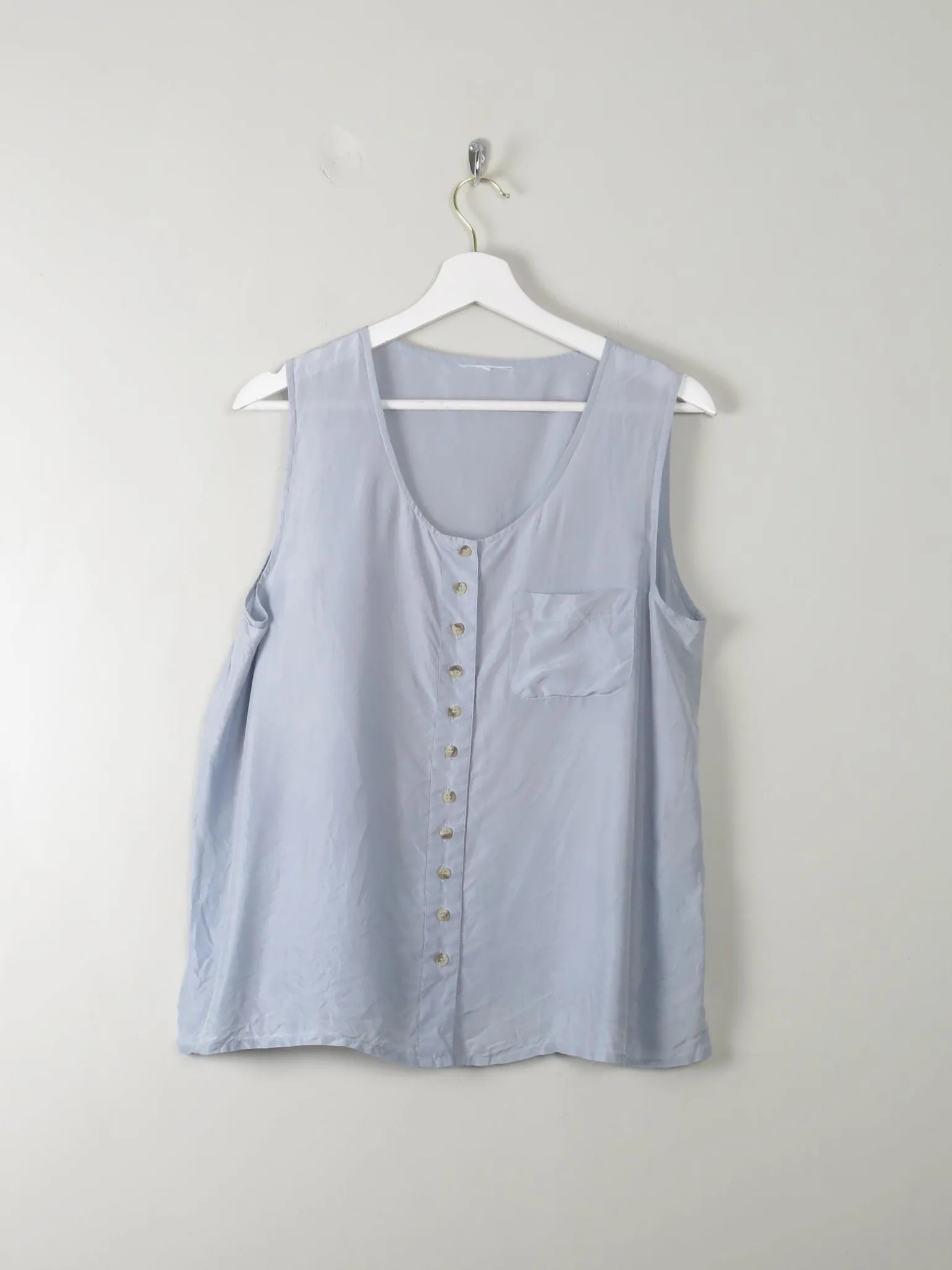 Vintage Blue Silk Top L