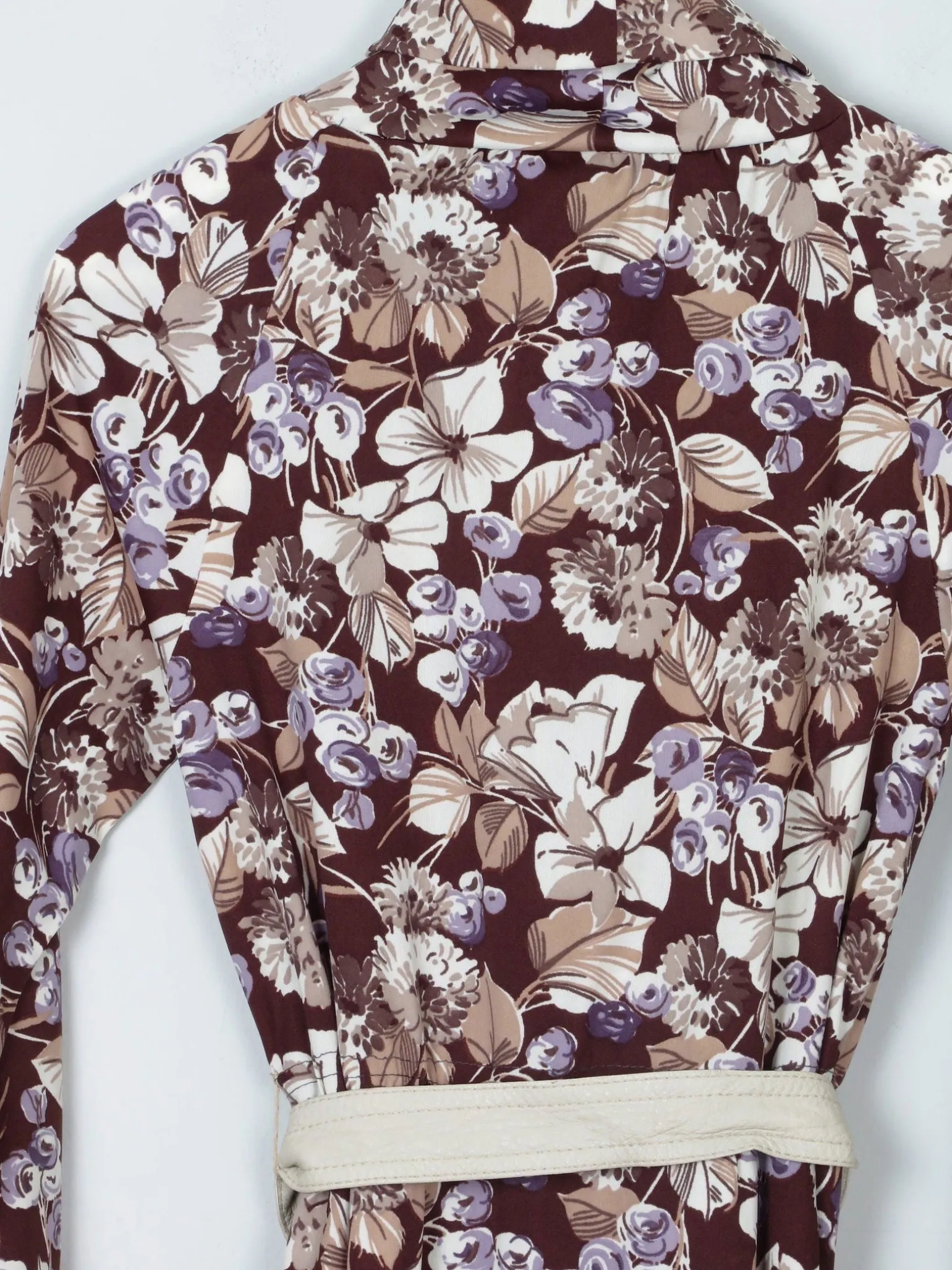 Vintage Botanical Graphic Print 1970s Dress S/M