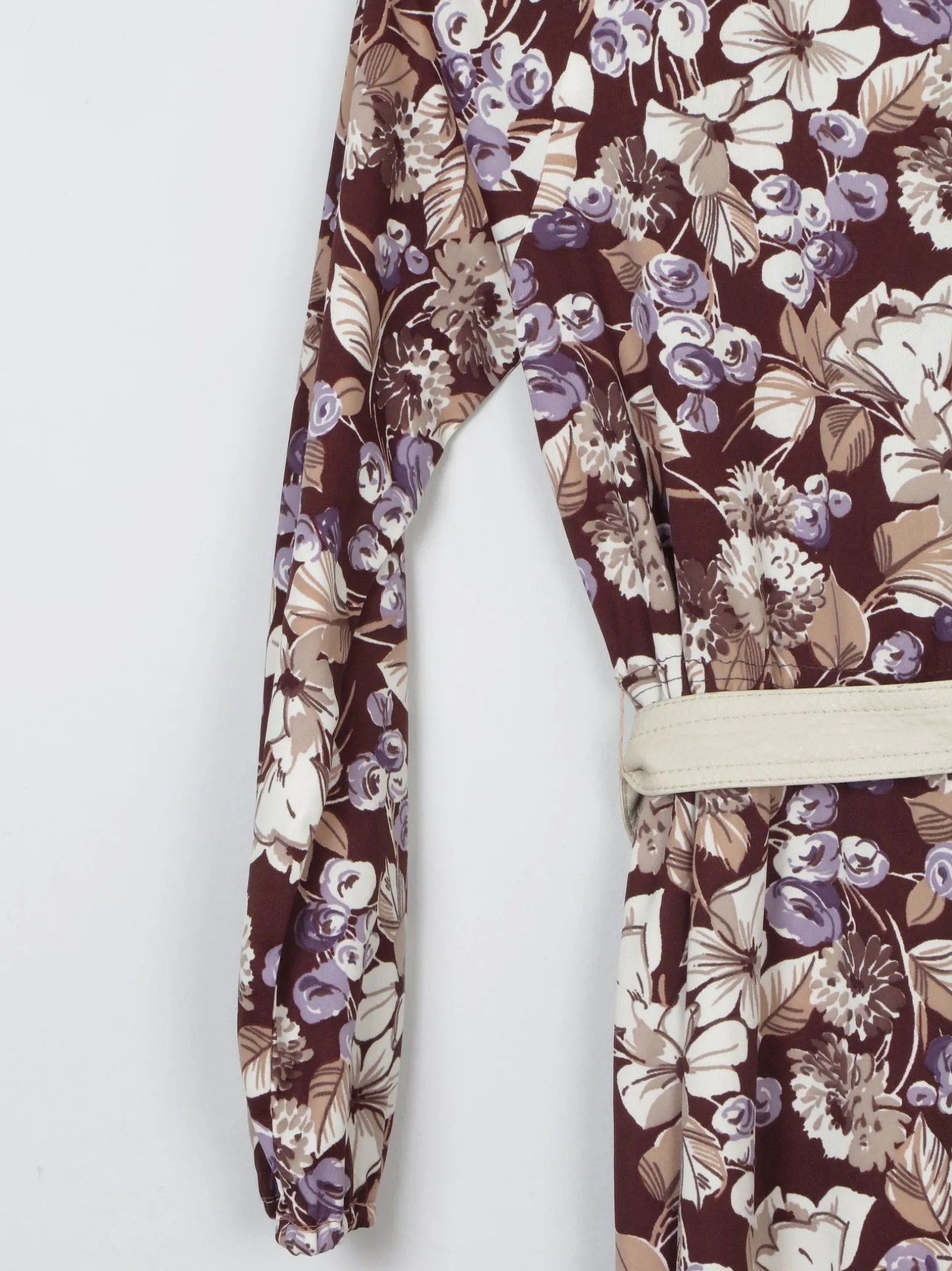 Vintage Botanical Graphic Print 1970s Dress S/M